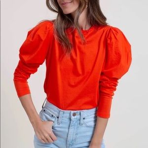 Something Navy Strong Shoulder puff sleeve top
